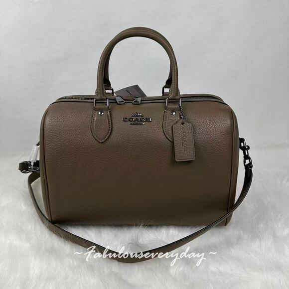 Coach Handbags - Coach Rowan Large Satchel Bag Crossbody In Leather/QB/Dark Stone CV960 NWT